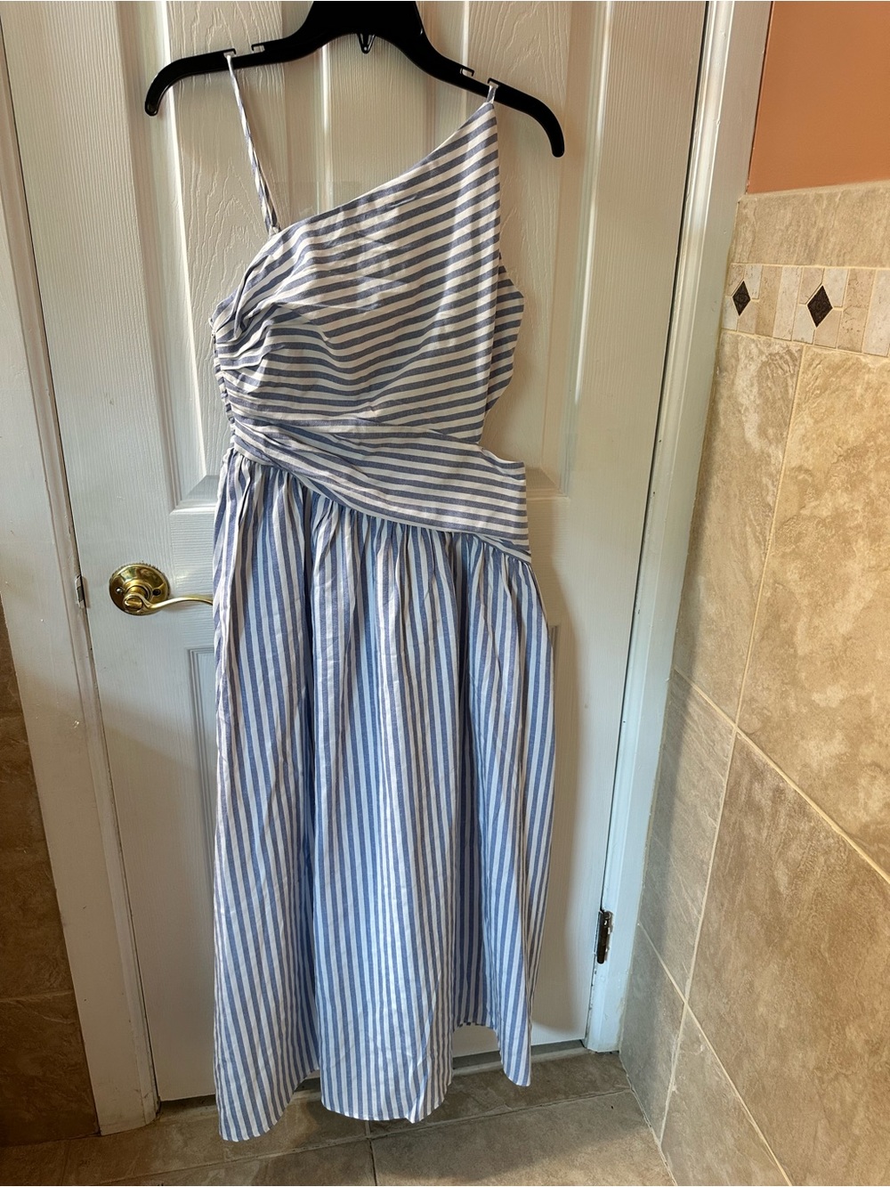 Commense Blue and White Striped One-Shoulder Maxi Dress Size S - Picture 15 of 15